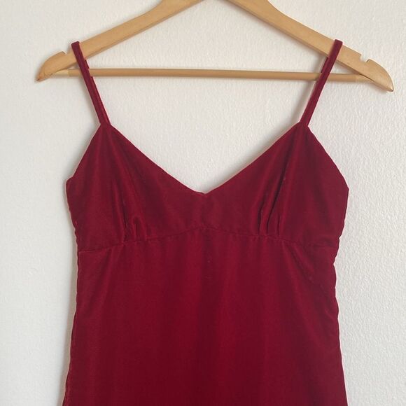 Zara Red Velvet 90's Style Mini Dress Size Medium - Picture 3 of 11